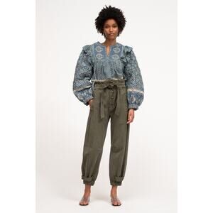 Sea New York Layla green cotton paperbag pants size 8